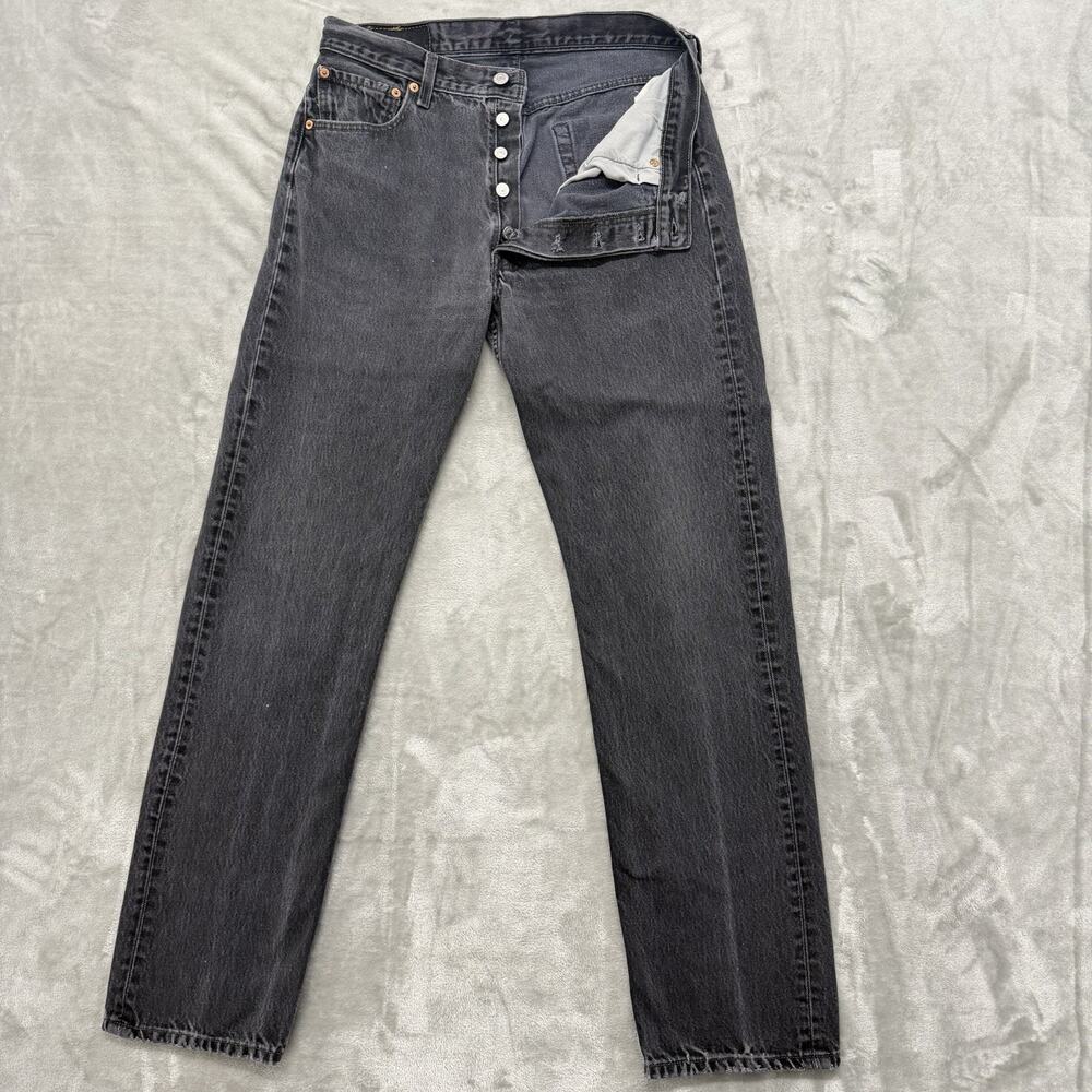 Vintage Levis 501 Mens 34x34 (Fits 32x32) Button Fly Faded Black Jeans Y2K 2000